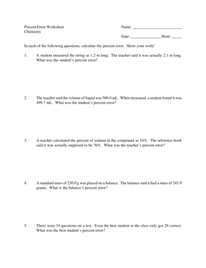 Percent Error is the Blank of an Blank to a Blank  Form