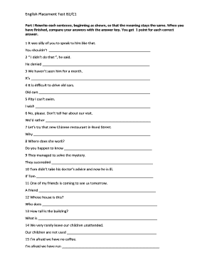 Placement Test B2 PDF  Form