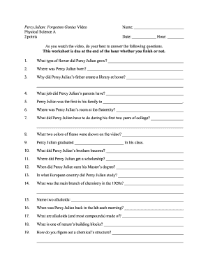 Percy Julian Forgotten Genius Worksheet Answer Key  Form