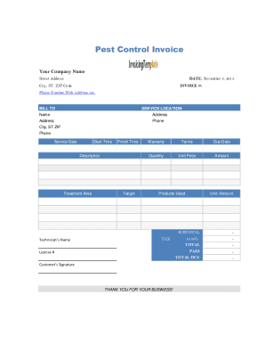 Pest Control Work Order Format