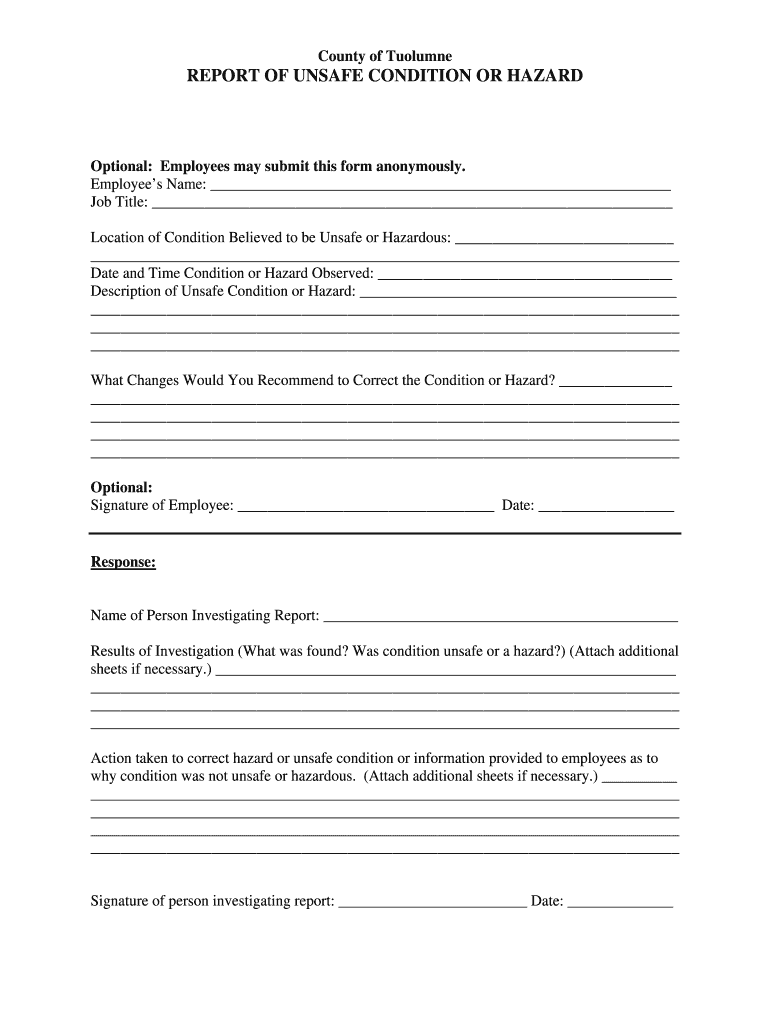 Report of Unsafe Conditiondoc  Form