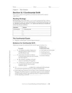 Section 9 1 Continental Drift Answer Key  Form