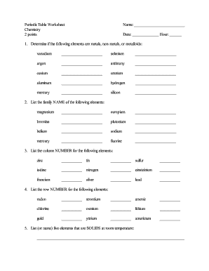 Periodic Table Worksheet Name Chemistry Web Lincoln K12 Mi  Form