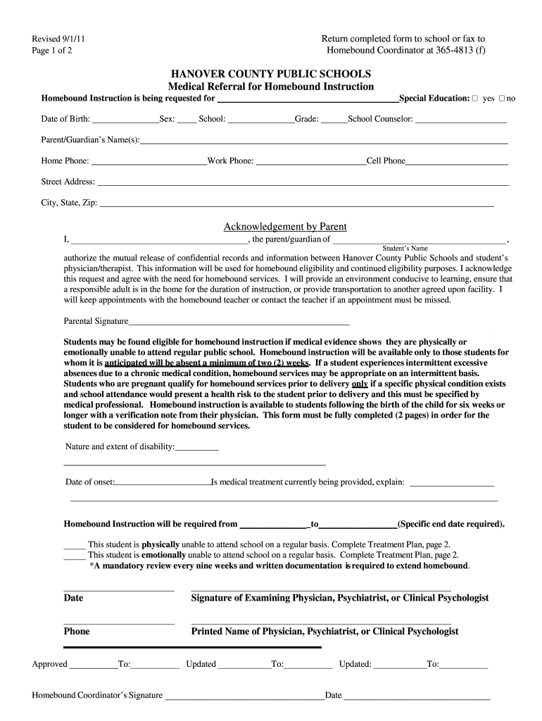  Homebound Referral Form 2012doc 2011-2024