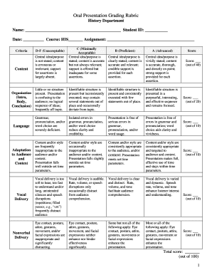 Presentation Grading Sheet  Form