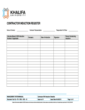 Induction Register  Form