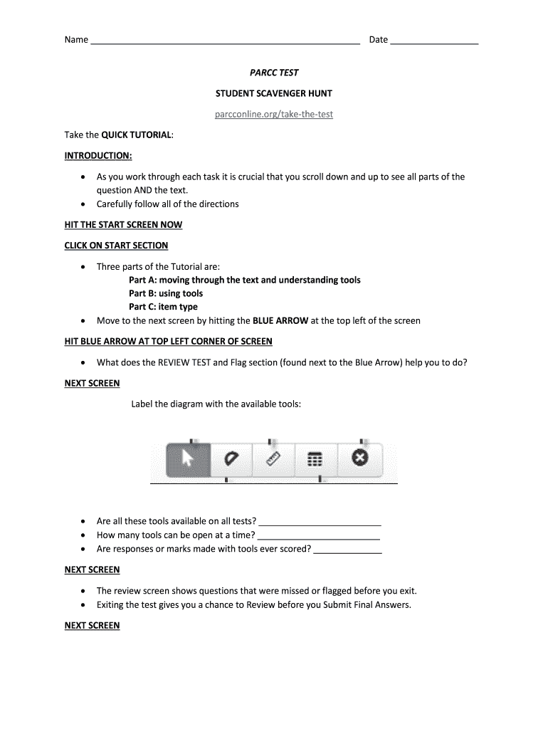 Parcc Online Tutorial  Form