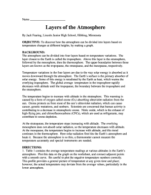Layers of the Atmosphere by Jack Fearing Answer Key  Form