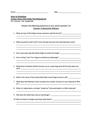 Cosmos Episode 2 Worksheet Answers PDF  Form