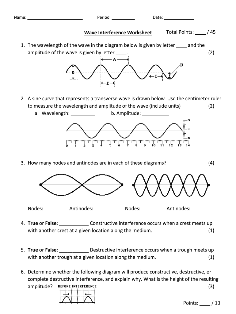 Wave Interference Worksheet Answers  Form