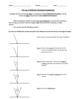 Law of Reflection Worksheet  Form