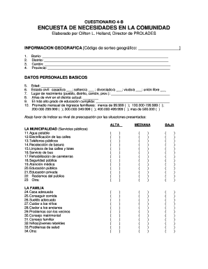 Modelo De Encuesta Para Detectar Necesidades De Una Comunidad  Form