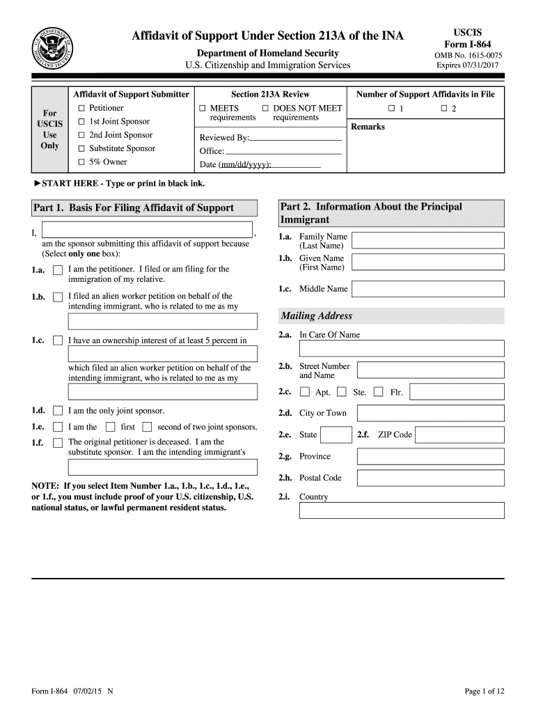 Get and Sign I864 Form 2015