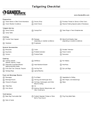 Tailgate Checklist PDF  Form