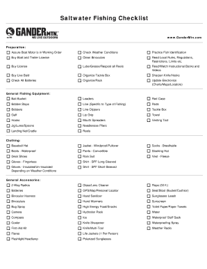 Fishing Trip Checklist PDF  Form