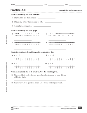 Inequalities and Their Graphs Worksheet Answer Key  Form