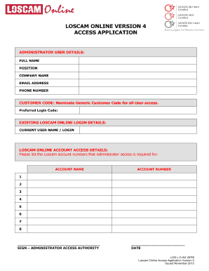 Loscam Online  Form