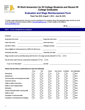 Evaluation Sheet for Work Immersion  Form