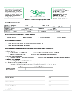 Draft Alumna Membership Request Membership Linksinc  Form