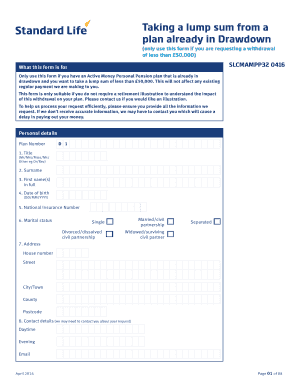 Taking a Lump Sum from a Plan Already in Drawdown  Form