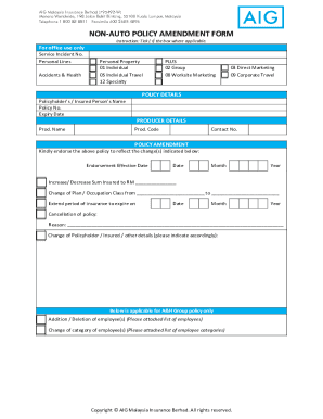 Policy Amendment Template  Form