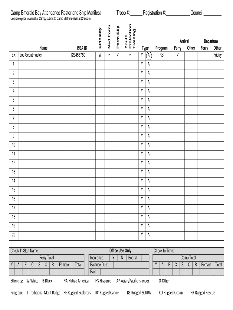 EB Attendance Roster and Ship Manifest Revised 12062012doc  Form