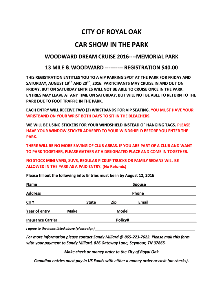  CITY of ROYAL OAK CAR SHOW in the PARK 2016