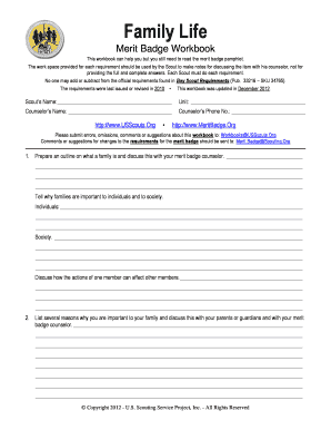 Family Life Worksheet  Form