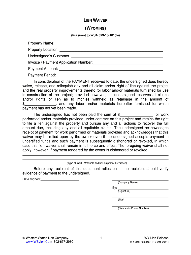 Lien Waiver Form