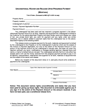 Lien Release Form Montana