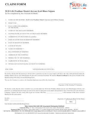 Sud Life Pmjjby Claim Form