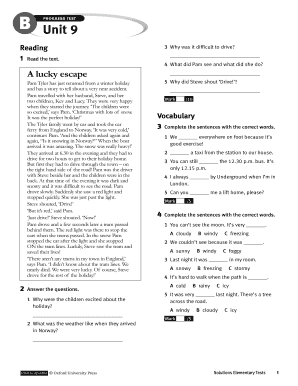 Unit 9 Progress Test a  Form