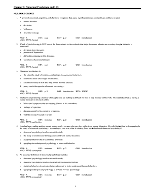 Abnormal Psychology Test 1  Form