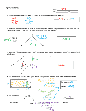 High School Geometry Final Exam with Answers PDF  Form