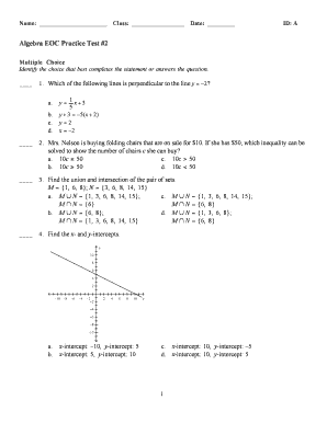 Algebra Eoc Practice Test 2  Form