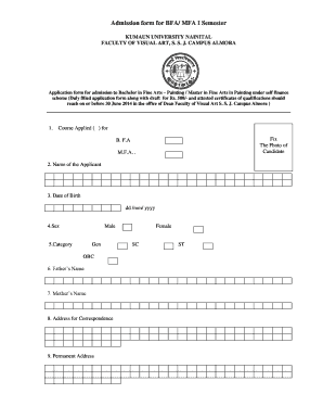 Kumaun University Almora  Form