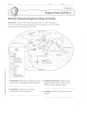 World Climate Regions Map Activity  Form