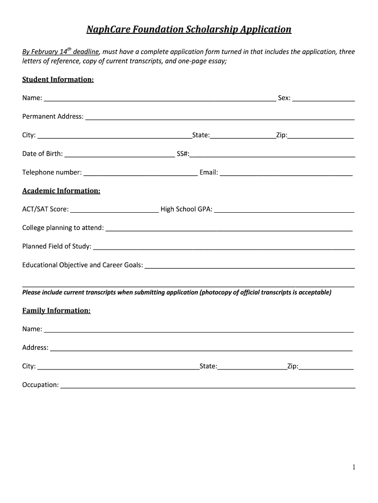 Naphcare Scholarship  Form