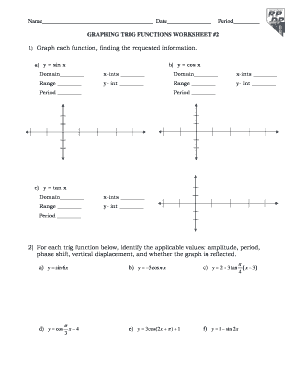 Graphing Trig Functions Worksheet with Answers PDF  Form