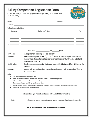 Baking Competition Registration Form Buchanan County Online