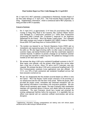 Cable Damage Incident Report Sample  Form