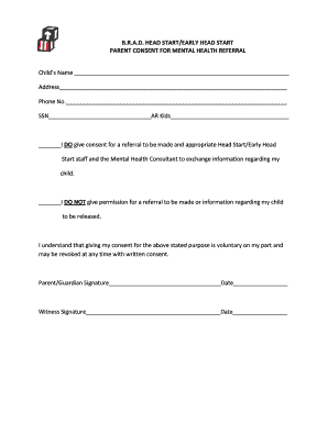 Referral Form for Mental Health Services