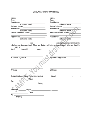 Marriage Declaration Form