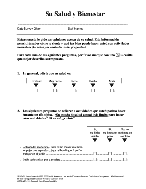 SF 12v2 Survey Standard Spanish Edgewood  Form