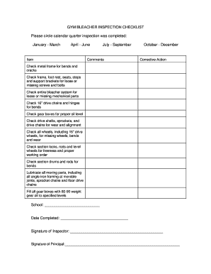 Gym Inspection Checklist  Form