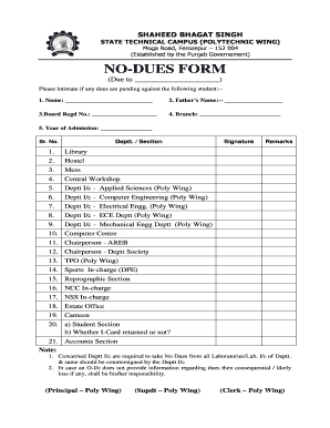 No Dues Form