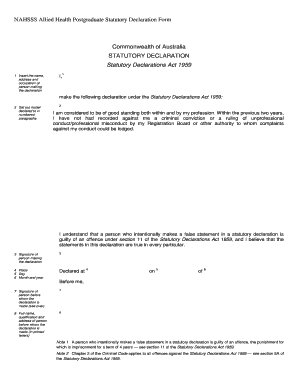 Statutory Declaration for Sick Leave Example  Form