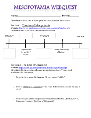 Mesopotamia Timeline PDF  Form