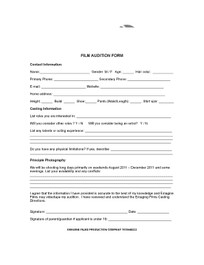 Film Audition Form