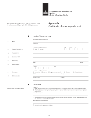 Appendix Certificate of Non Impediment  Form